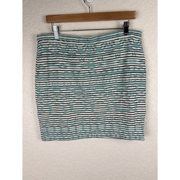 THML Womens Skirt Sz Large Black White Turquoise Aztec Western Cowgirlcore Boho - Picture 4 of 7